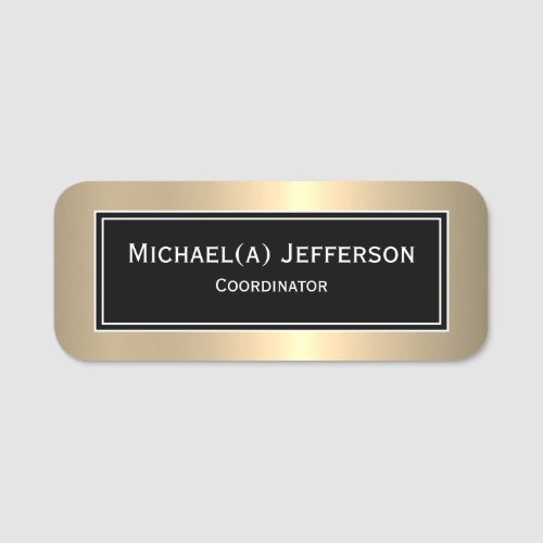 Luxury Gold and Black White Elegant Classic Style Name Tag