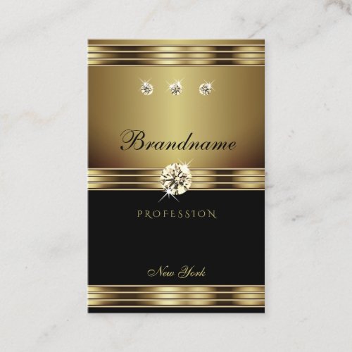 Luxury Gold and Black with Luminous Diamonds Business Card