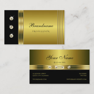 Luxury Gold and Black with Luminous Rhinestones Business Card