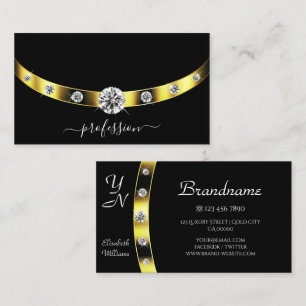 Luxury Gold and Black with Sparkling Rhinestones Business Card