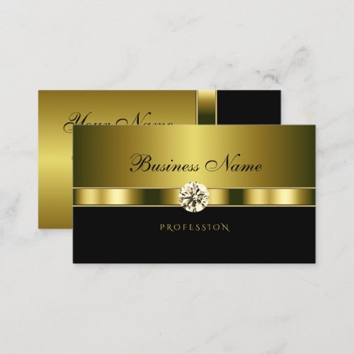 Luxury Gold and Black with Sparkling Rhinestones Business Card