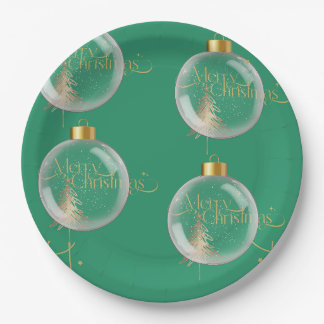 Luxury Gold and Green Christmas Paper Plates