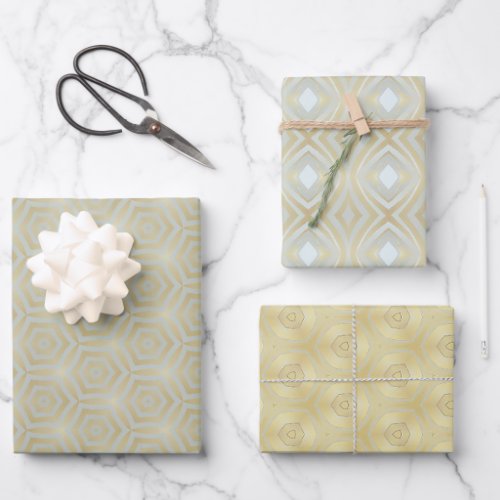 Luxury Gold and Ivory Patterned  Wrapping Paper Sheets