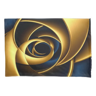 Luxury Gold and Navy Blue Spiral Abstract  Elegant Pillow Case