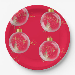 Luxury Gold and Red Christmas Paper Plates
