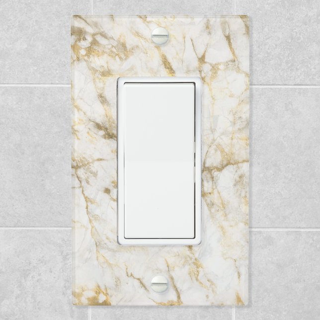 Luxury Gold and White Marble Light Switch Cover (Creator Uploaded)