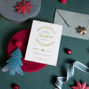 Luxury Gold and White Minimal Christmas Party Invitation