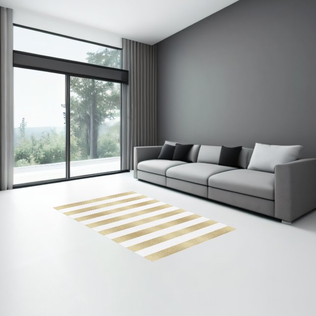 Luxury gold and white stripes pattern rug (Insitu (Indoor 3))