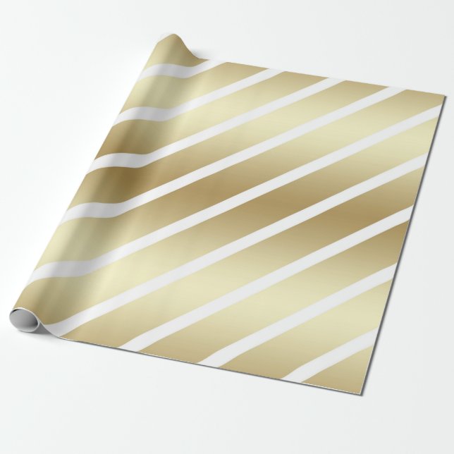 Luxury Gold and White Wrapping Paper (Unrolled)