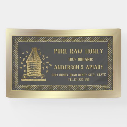 Luxury gold apiary crown bee hive banner