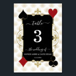 Luxury Gold Art Deco Casino Vegas Wedding  Table Number<br><div class="desc">Unique Casino Royale and Roaring 20s themed card design. It features vintage faux gold fleur-de-lis,  Roaring 20's old Hollywood,  playing cards suits,  on a white gold Art Deco pattern. Use Personalize tool to add your information. For more,  visit please,  my Casino Collection.</div>