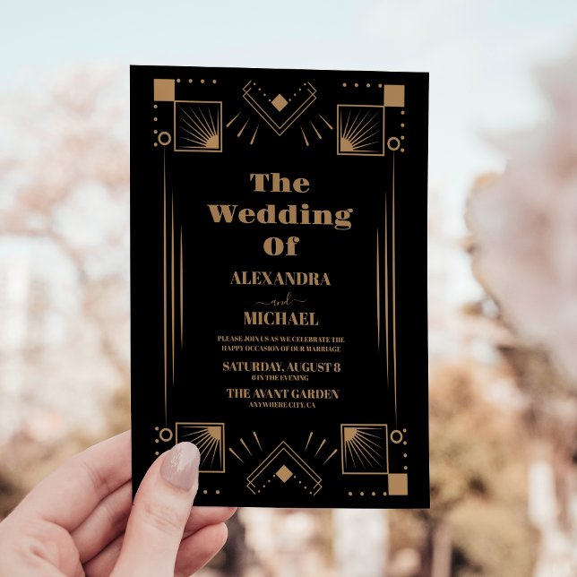 Luxury Gold Art Deco Great 1920s Wedding Invitation (Creator Uploaded)