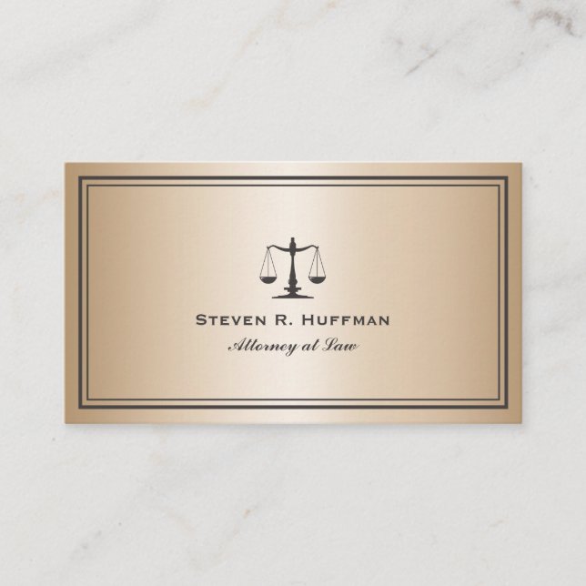 Luxury Gold Attorney Justice Scale Professional Business Card (Front)