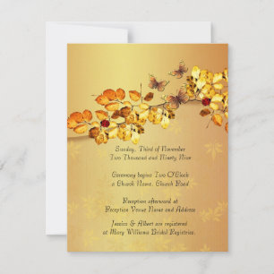 Luxury Gold Autumn Butterfly  Wedding Invitation