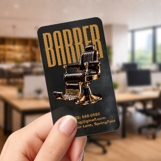 Luxury Gold Barber Shop Vintage Barber Chair Clear Business Cards
