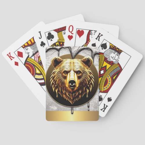 Luxury Gold Bear Emblem Metal Style 🐻 Poker Cards