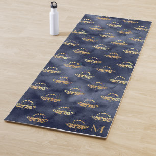 Luxury Gold Bee Navy Night Celestial celebration Yoga Mat