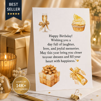 Luxury Gold Birthday Card for Her | Elegant Happy