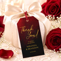 Luxury Gold Black and Red Wedding Favor Tags