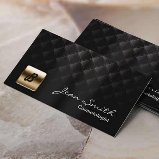 Customizable Luxury Gold &amp; Black Cosmetologist Business Card