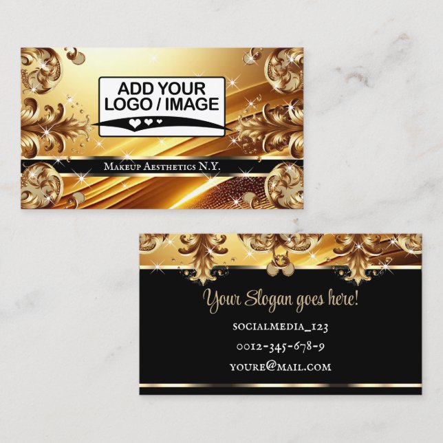 Luxury Gold Black Deluxe Golden with Logo Business Card (Front/Back)