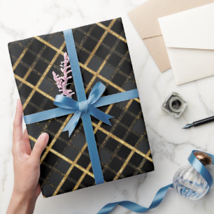Luxury Gold Black Diamond Geometric pattern Wrapping Paper