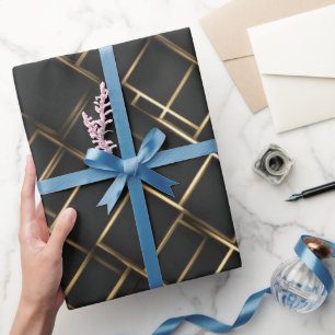 Luxury Gold Black Diamond Geometric pattern Wrapping Paper