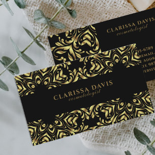Luxury Gold Black Elegant Foil Baroque Border Business Card