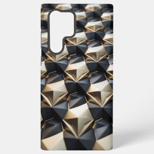 Luxury Gold Black Geometric 3D Pattern Samsung Galaxy S22 Ultra Case