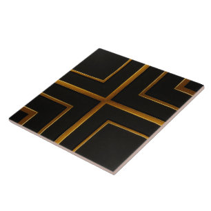 Luxury Gold Black Geometric Bar Decorative Inlay T Ceramic Tile