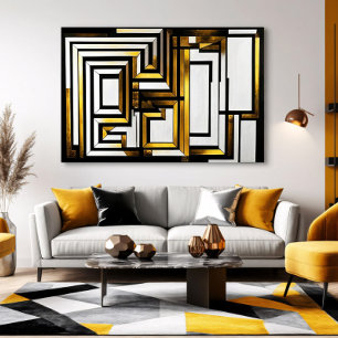 Luxury Gold Black Geometric Deco Canvas Print