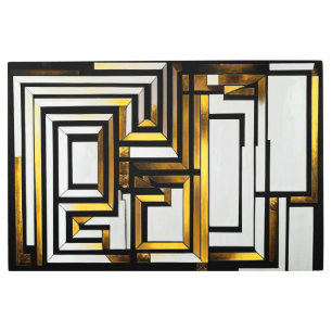Luxury Gold Black Geometric Deco Metal Print