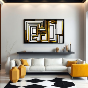 Luxury Gold Black Geometric Deco Poster