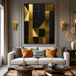 Luxury Gold Black Geometric Mosaic Poster