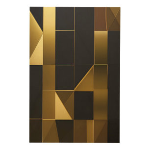 Luxury Gold Black Geometric Mosaic Wood Wall Art