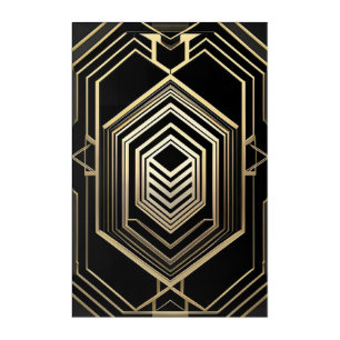 Luxury Gold Black Geometric Shield Acrylic Print