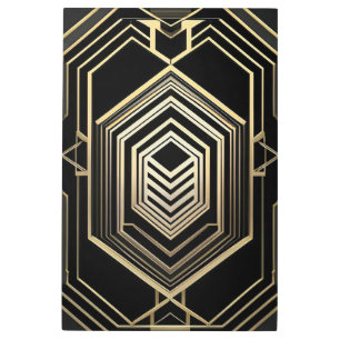 Luxury Gold Black Geometric Shield Metal Print