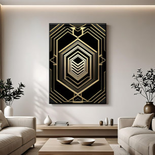 Luxury Gold Black Geometric Shield Poster