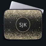 Luxury Gold Black Girly Modern Glitter Monogram Laptop Sleeve<br><div class="desc">Modern and Elegant Gold and Black Faux Glitter and Sparkle Elegant Monogrammed Initials Case. This case can be customized to include your initial and first name.</div>