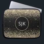 Luxury Gold Black Girly Modern Glitter Monogram Laptop Sleeve<br><div class="desc">Modern and Elegant Gold and Black Faux Glitter and Sparkle Elegant Monogrammed Initials Case. This case can be customized to include your initial and first name.</div>