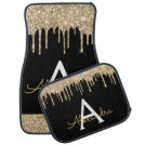 Luxury Gold Black Glitter Sparkle Monogram Car Floor Mat Luxury Gold Black Glitter Sparkle Monogram Car Floor Mat