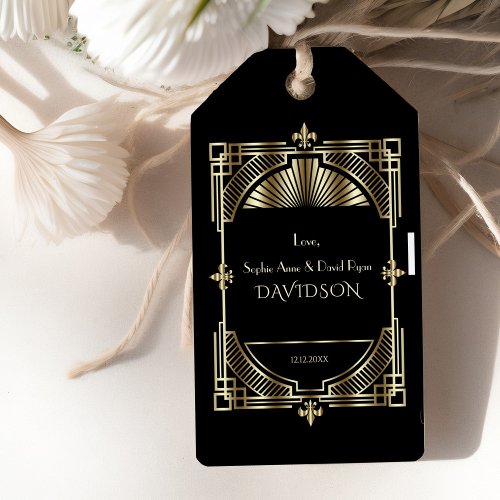 Luxury Gold Black Great Gatsby Roaring 20s Wedding Gift Tags