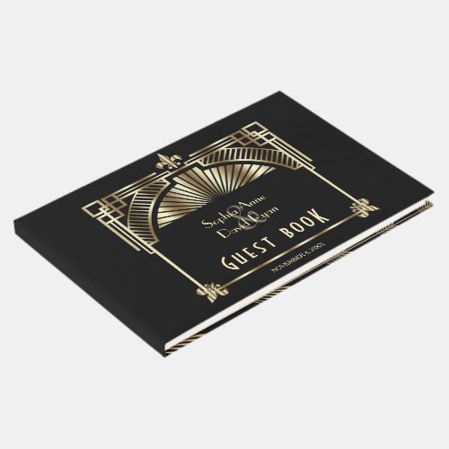 Luxury Gold Black Great Gatsby Roaring 20s Wedding Guest Book