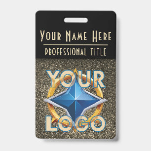 Luxury Gold & Black ID Badge Template Business