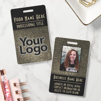 Luxury Gold & Black ID Badge Template Business