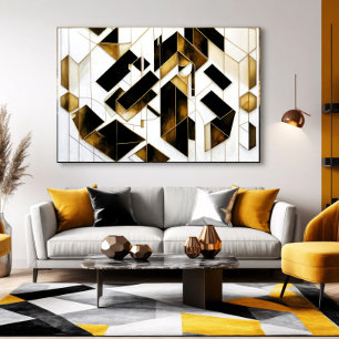 Luxury Gold Black Marble Abstract Canvas Print