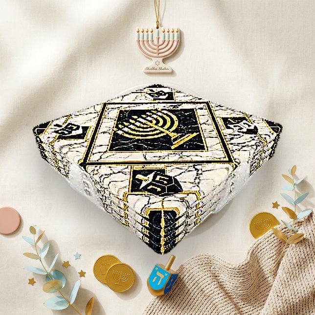 Luxury Gold Black Marble Menorah Dreidel Coaster Set (Creator Uploaded)