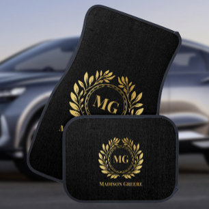 Luxury Gold Black Monogram Personalized Car Floor Mat