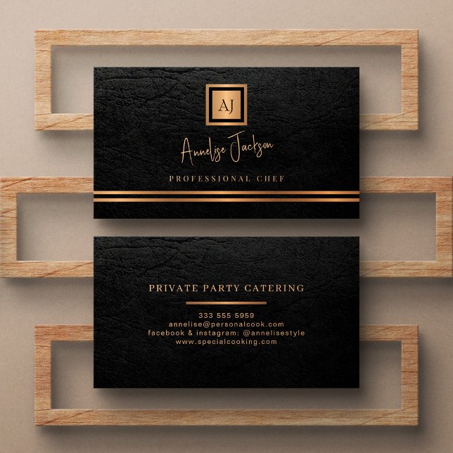Luxury gold black private chef professional business card (Creator Uploaded)
