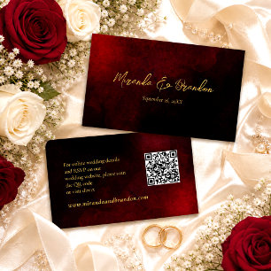 Luxury Gold Black Red QR Code Wedding Enclosure Card